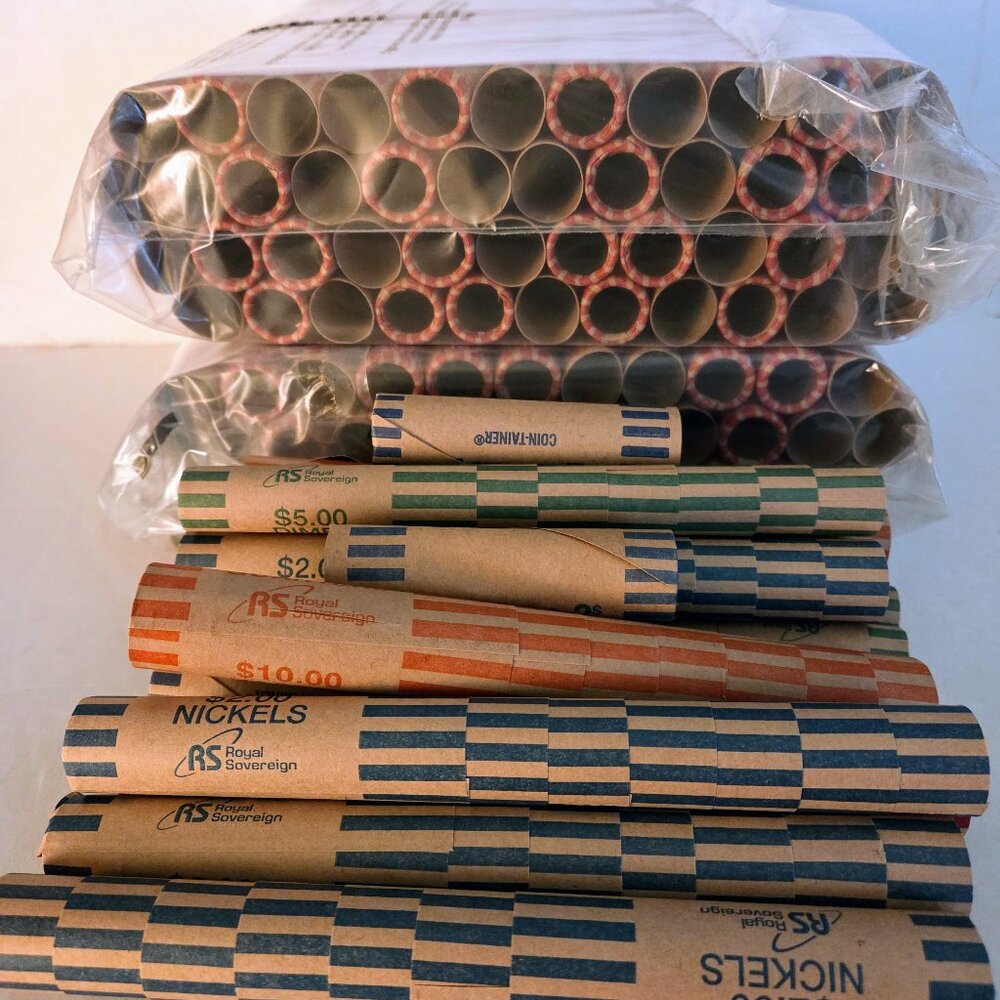 Lot of 259 Empty Heavy-Duty Coin Wrapper Rolls, New and Unused